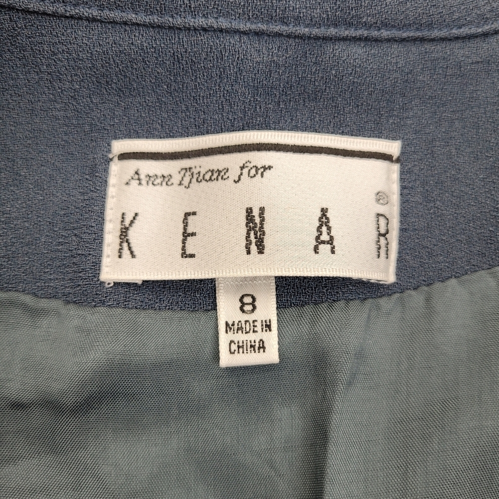 Kenar slate blue gray cropped lined blazer zip pockets collar office edgy lady 8 - Picture 3 of 10